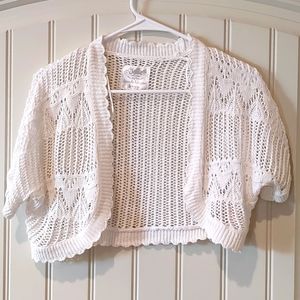 Justice Girls Short Sleeve Crochet Knitted Shrug Top Cardigan, Only Worn Once